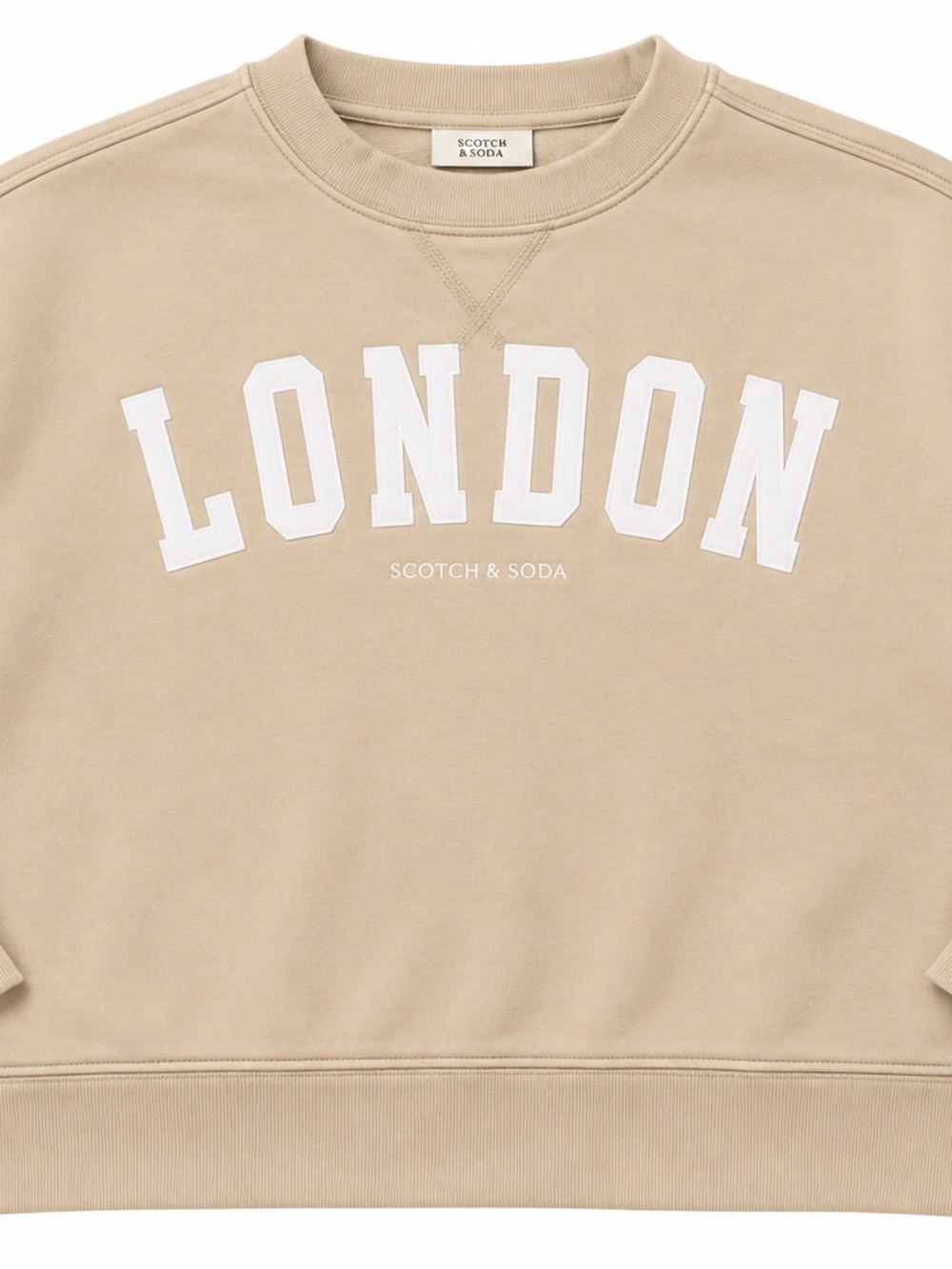 Scotch & Soda Beige 'LONDON' Logo Crewneck Sweatshirt